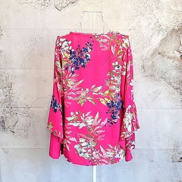 Rachel by Rachel Roy tropical floral flutter sleeved blouse Women's Size 4 - Picture 7 of 12